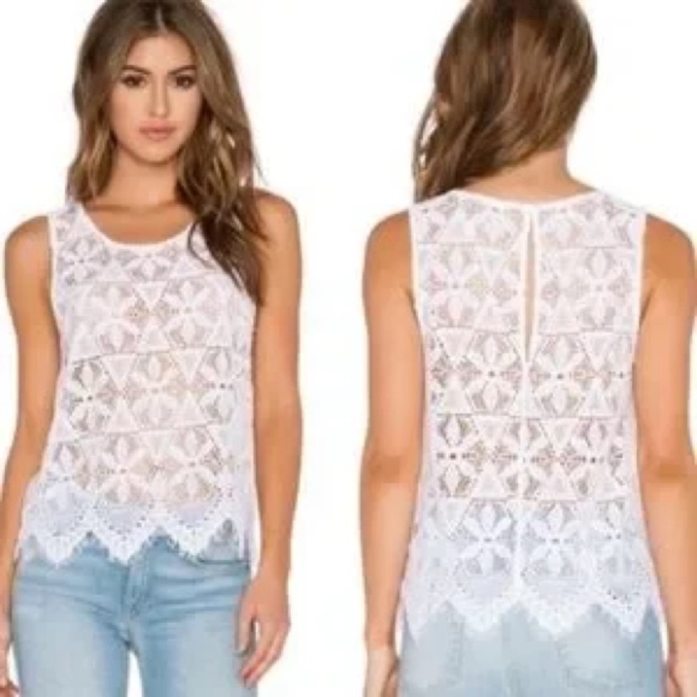 Frame Denim White Lace Tank Top